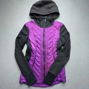 Freedom Trail Hybrid Quilted Hooded Jacket Womens XS Purple Black CFJ037 cozy
